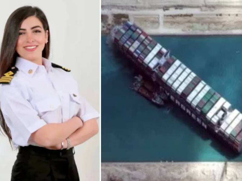 Marwa Elselehdar, la primera capitana en Egipto es culpada por bloquear el Canal de Suez