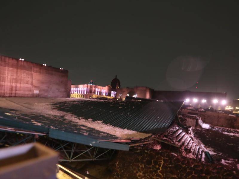 se registró una fuerte granizada en la Ciudad de México, la cual causó daños e el techo del Templo Mayor.