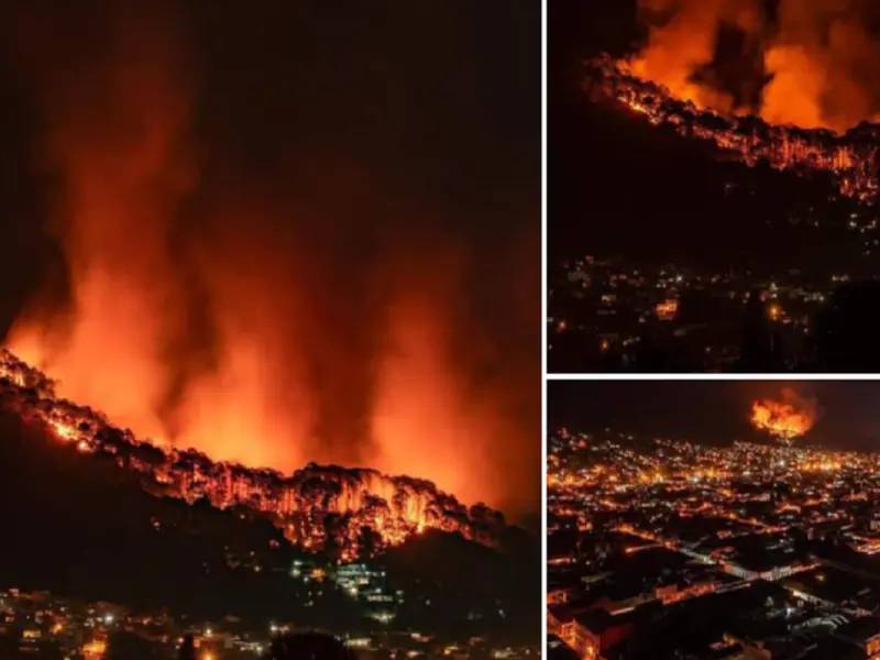 Arde Cerro de la Cruz en Uruapan, Michoacán (Video)