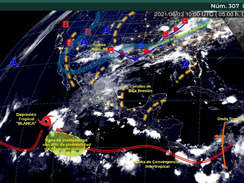 Aire tropical con humedad en el mar Caribe; clima de hoy en Quintana Roo