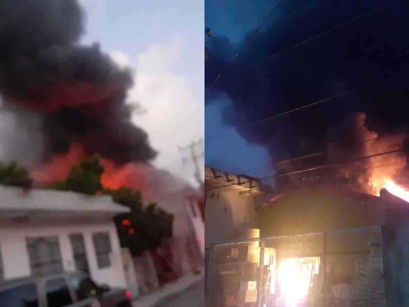 Voraz incendio consume una bodega con colchones en Playa del Carmen