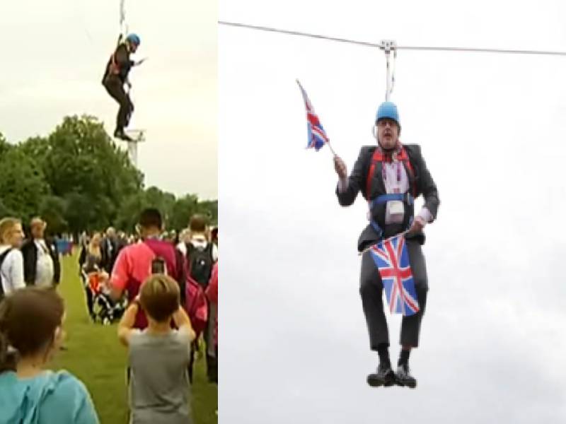La vez que Boris Jonhson se quedó atorado en el aire en los juegos Olímpicos