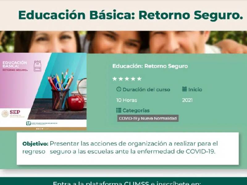 Ofrece IMSS cursos en línea para retorno seguro a la escuela