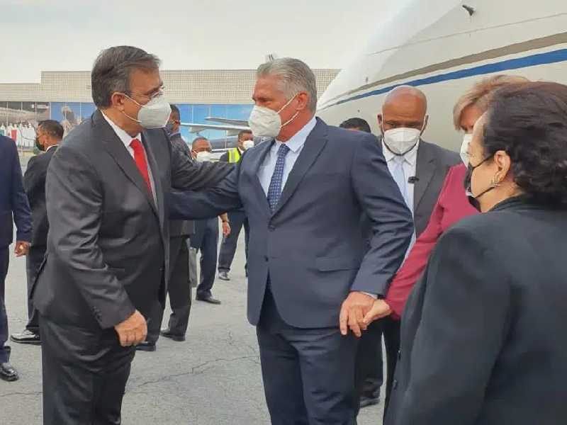 Marcelo Ebrard recibe al presidente de Cuba, Miguel Díaz-Canel