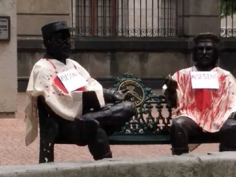 Intervienen estatuas de Fidel Castro y "El Che" por visita de Díaz-Canel