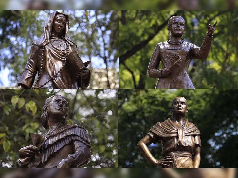 Develan 4 nuevas esculturas el Paseo de las Heroínas