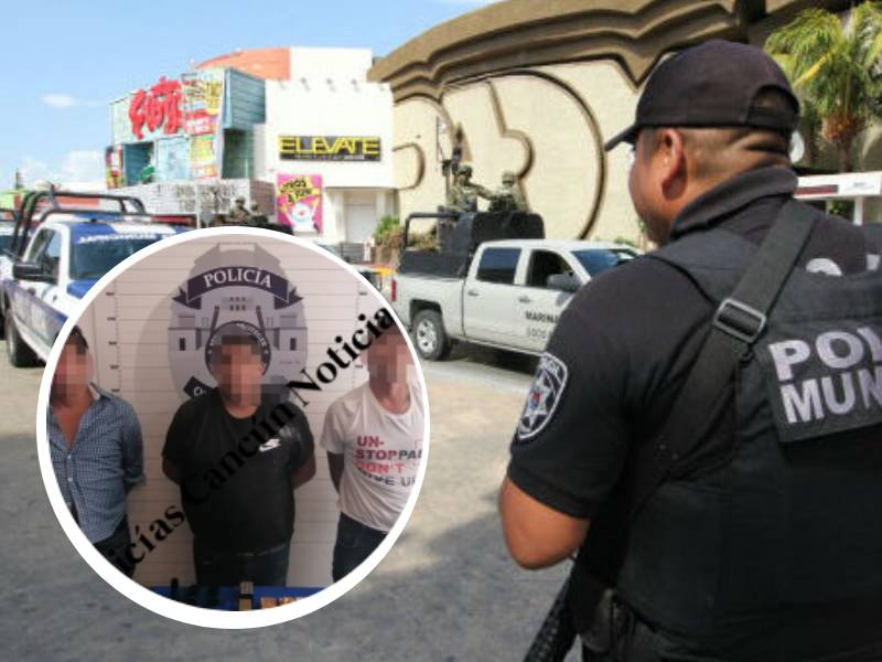 Detienen a tres personas en la Zona Hotelera de Cancún por portación de armas