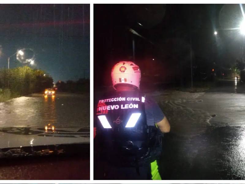 VIDEOS: Fuerte lluvia deja varios vehículos varados en Nuevo León