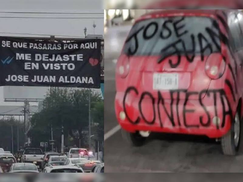 ¡Me dejaste en visto!: Cuelgan manta y pintan coche por culpa de José Juan
