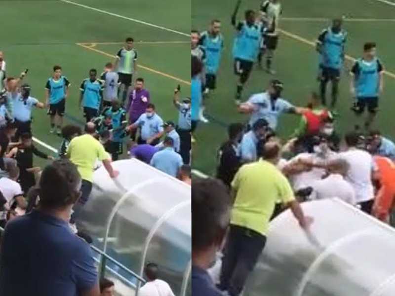 Policía dispara al aire y encañona a jugador en riña en partido de futbol