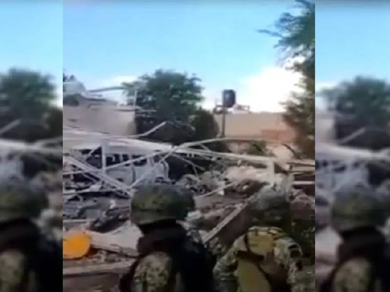 Video. Con dron destruyen bodega en Tepalcatepec, Michoacán
