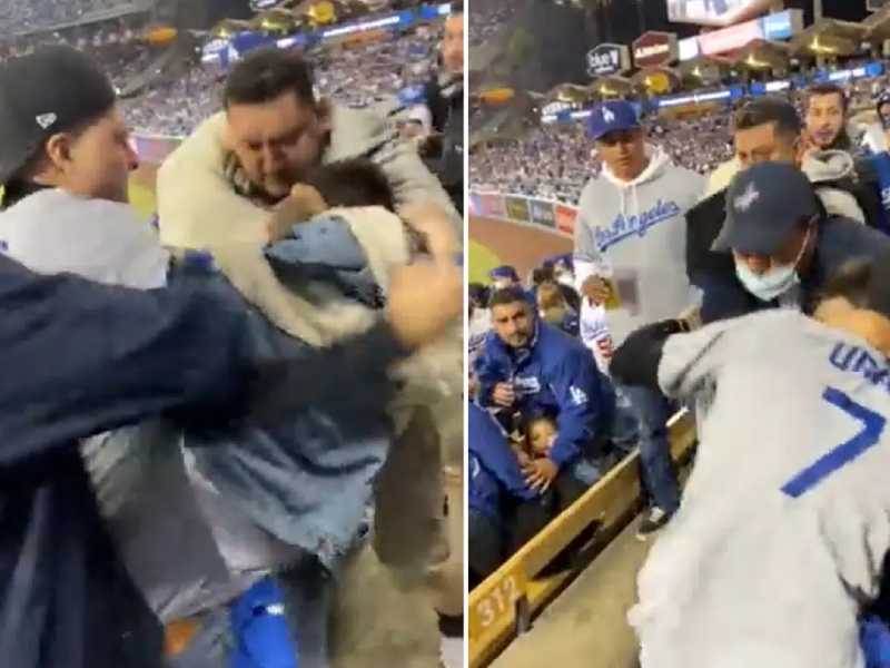 Video: Aficionados protagonizan riña en partido de los Dodgers