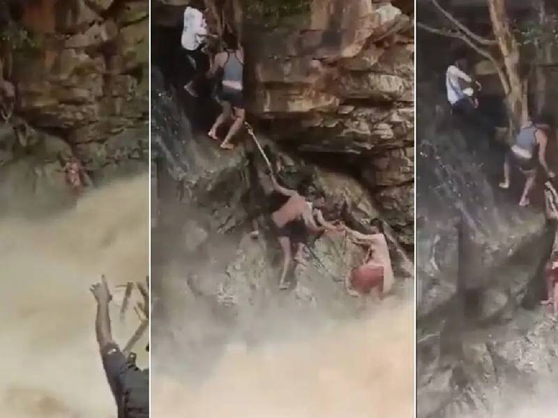 Rescatan a madre e hijo de morir arrastrados por una cascada