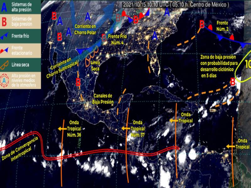 Onda tropical 37 ocasionará lluvias en la Península de Yucatán