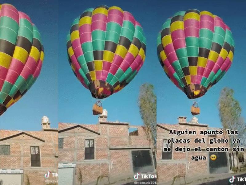 Globo aerostático se lleva un tinaco en el Festival del Globo en León