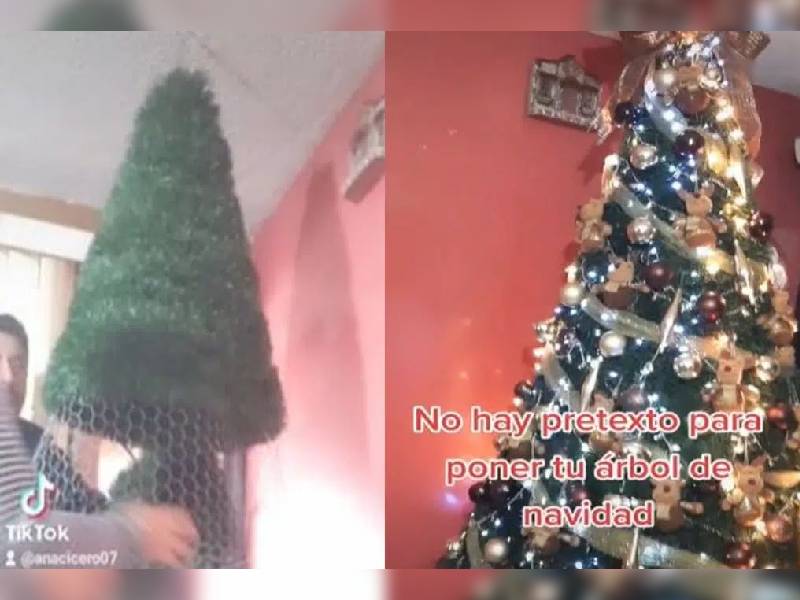 Video. Mujer enseña cómo poner árbol de navidad con poco prepuesto y se viraliza en TikTok