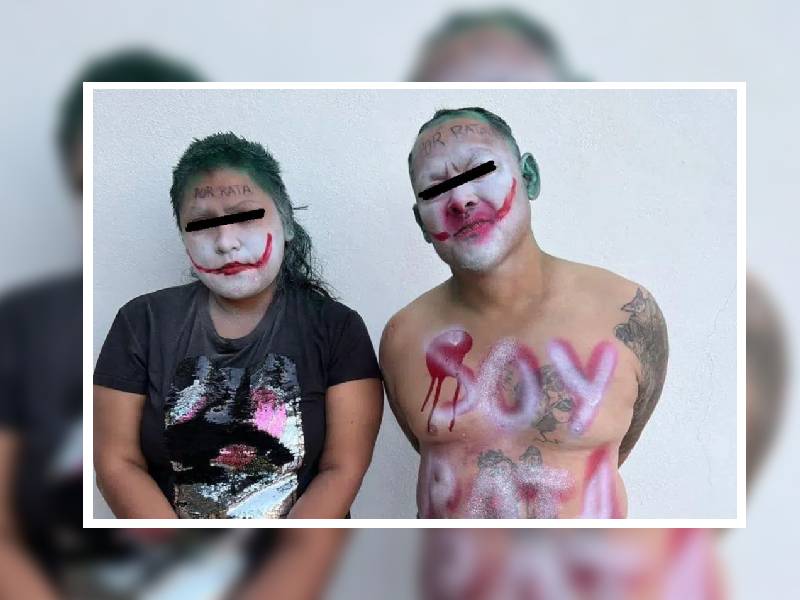Fotos: ÔÇÿSoy rataÔÇÖ; amarran a ladrones a poste y los maquillan como el Joker