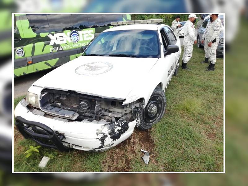 Ocasiona accidente vehículo de la Guardia Nacional en Cancún