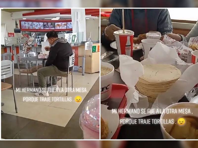 Video. Joven se cambia de mesa en KFC porque su familia llevó tortillas