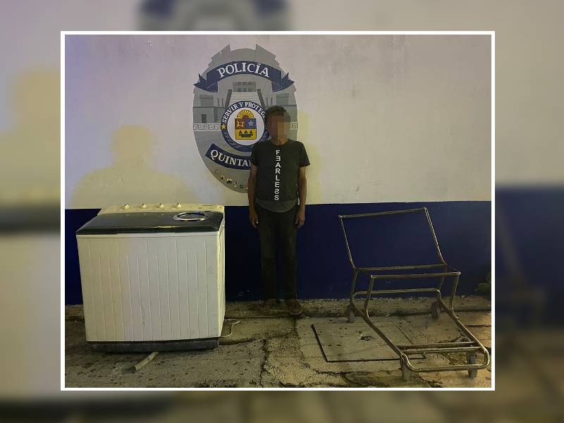 Detienen a ladrón por robarse una lavadora en la Sm 224 en Cancún