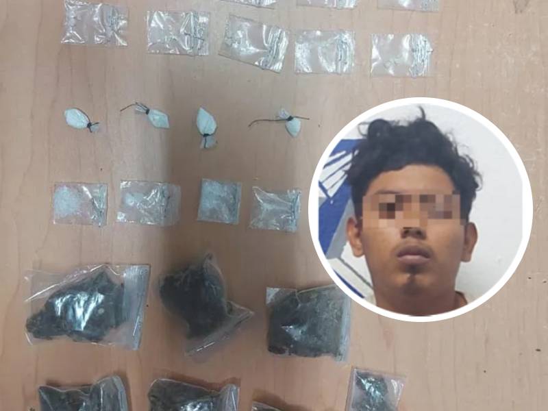 Detenido en Playa del Carmen un joven con 30 bolsas de diferentes tipos de drogas