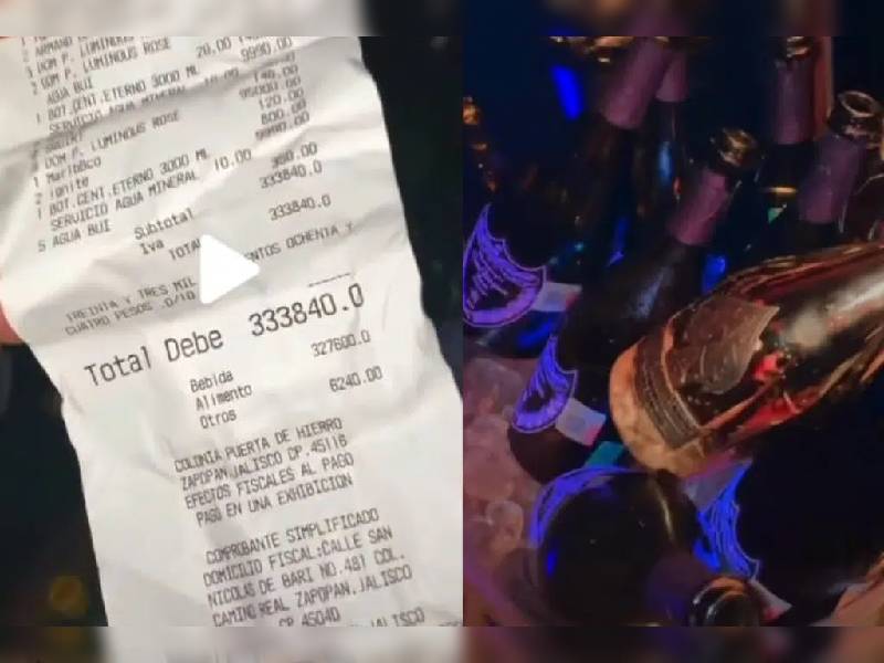 Video: ¡Yo solo salí a cenar!; jóvenes presumen cuenta de 300 mil pesos en bar