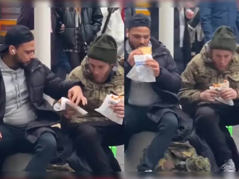 Video. Hombre en situación de calle comparte su comida y se lleva una sorpresa