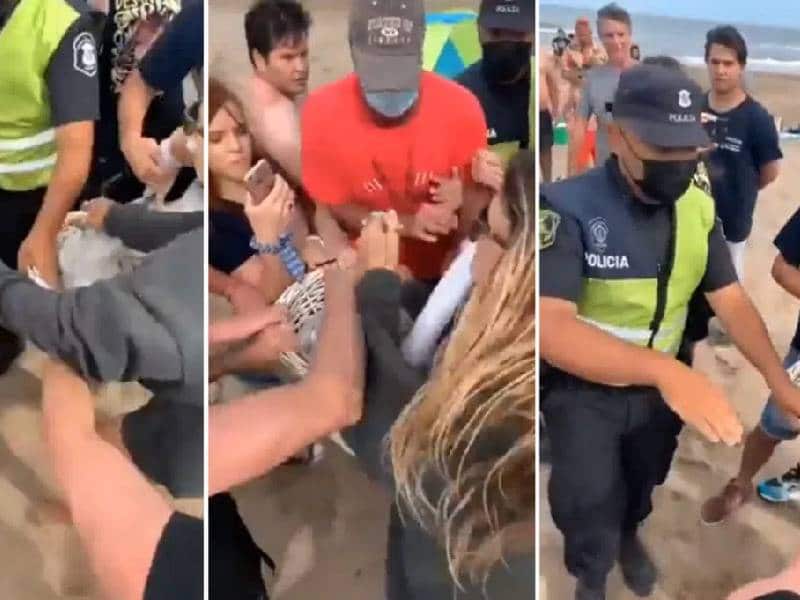 Video: Policías intentan llevarse a vendedor de churros y turistas lo impiden