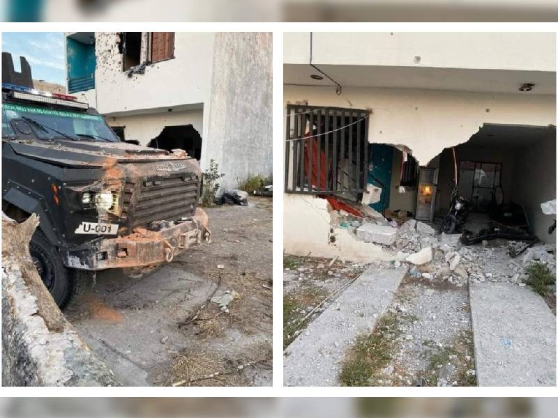 Video: Con camioneta blindada, policía tumba presunta casa de seguridad del CJNG