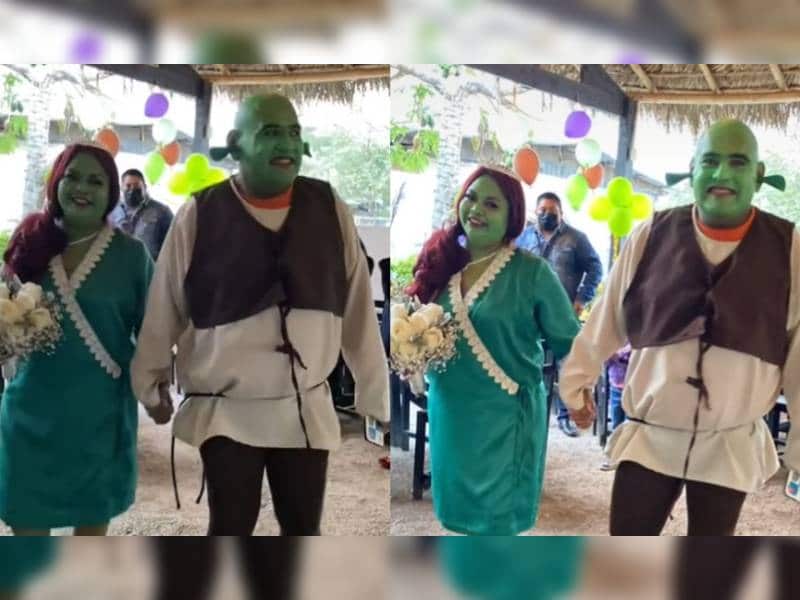 VIDEO. Pareja se casa disfrazados de ¡Shrek y Fiona!