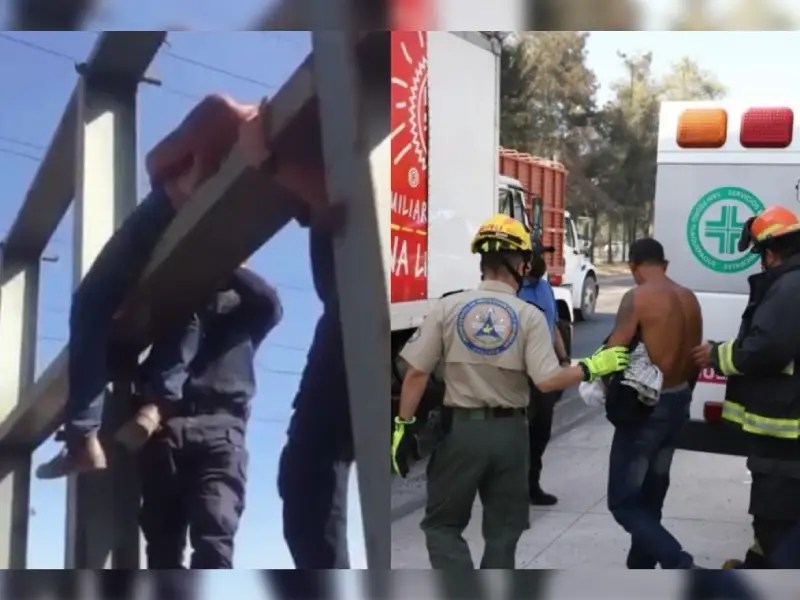 VIDEO: Policías evitan que hombre atentara contra sí mismo en un puente peatonal