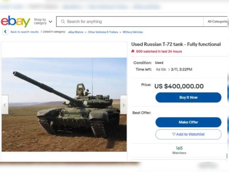 Ucranianos ponen a la venta en eBay un tanque ruso usado