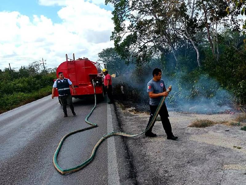 Atienden en Leona Vicario dos conatos de incendios forestales