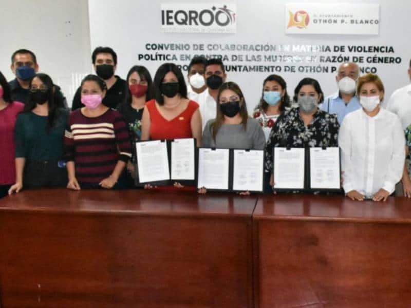 Ieqroo y Ayuntamientos firman convenio para atender la violencia política de género