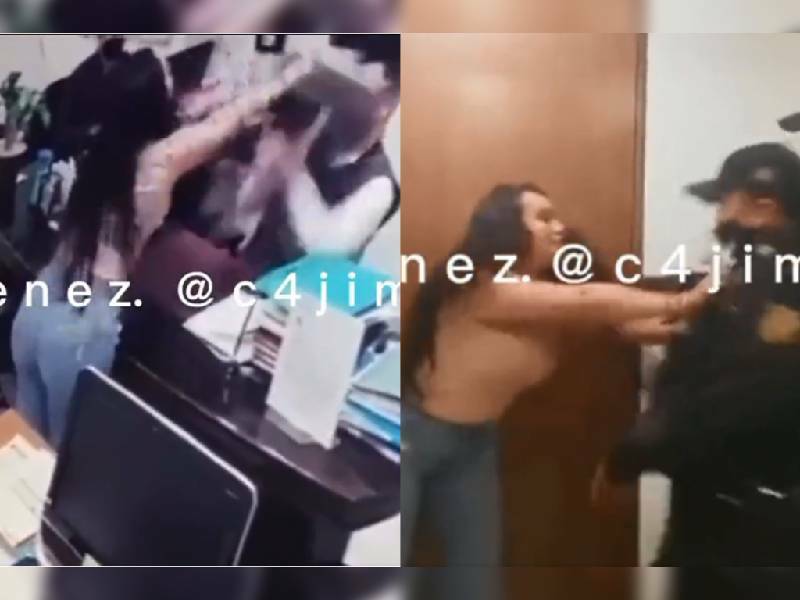 Video. ¡¡Auxilio!!: Mujer golpea a empleado; acusa a policías de secuestro