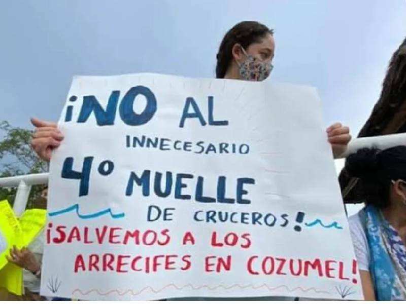 Protestan contra muelle de Cozumel