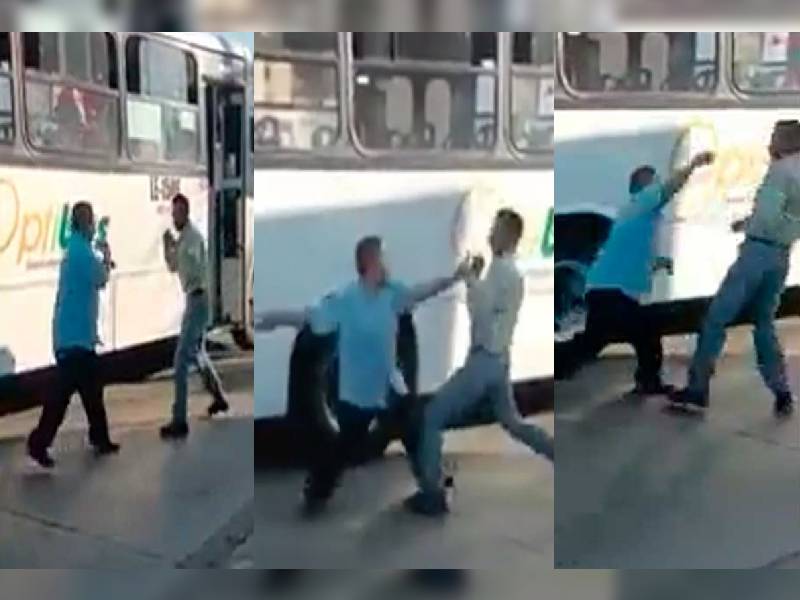 Video: Chofer de autobús detiene circulación para pelearse a golpes