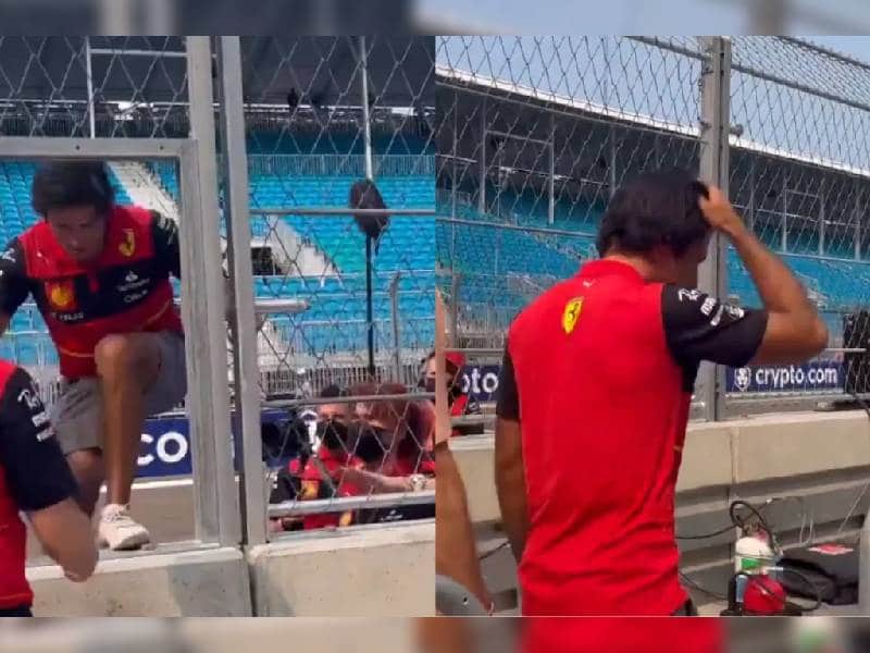 ¡Lo que faltaba! Carlos Sainz Jr se da un ÔÇ£topeÔÇØ con la reja de la pista del GP Miami