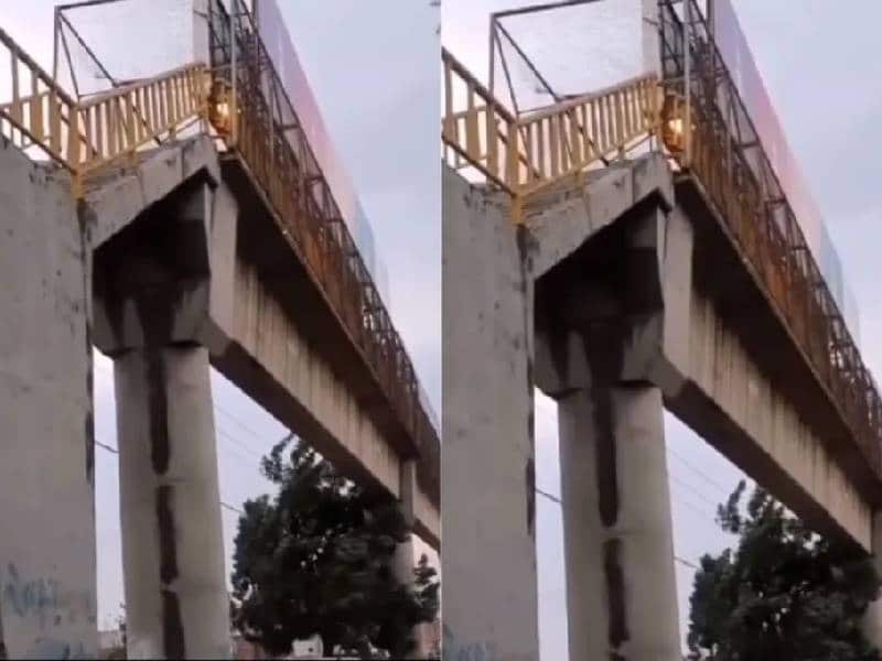¡Terror! Difunden video de puente peatonal que se mueve con el viento