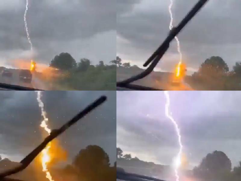 VIDEO: ¡Impactante! Captan la caída de un rayo sobre una camioneta