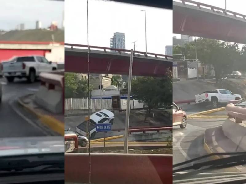 Video. Conductor conduce camioneta sin neumático y se estrella