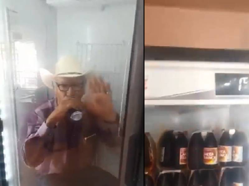 Video. Captan a un señor dentro de un refrigerador en Nuevo León