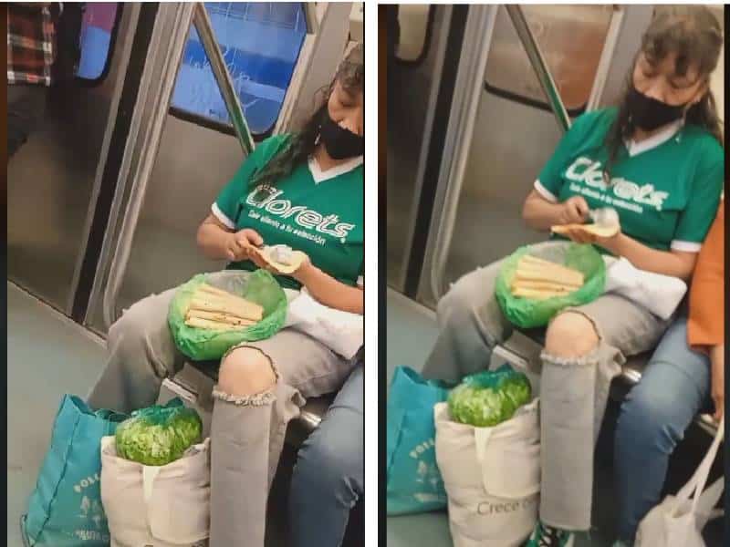 Mujer es captada preparando tacos de papa en el Metro
