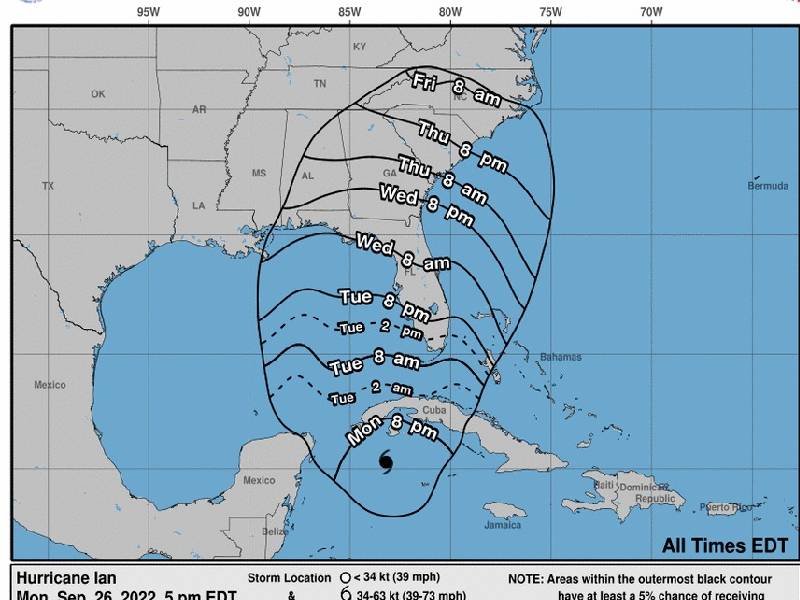 Huracán Ian se fortalece y avanza a Cuba y Florida