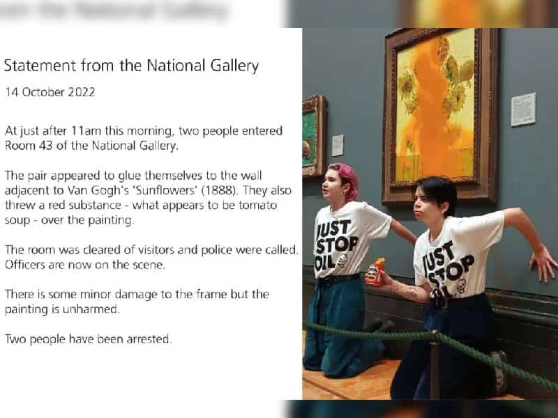 La Galería Nacional afirma que la pintura de Van Gogh está “intacta”; hay 2 detenidos