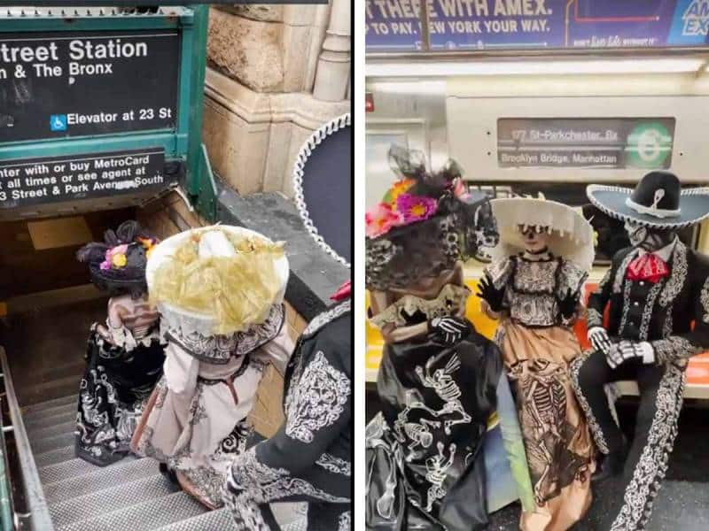 VIDEO: Catrinas “invaden” el metro de Nueva York