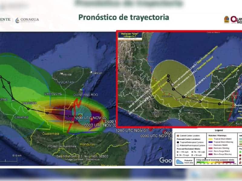 Toca tierra huracán Lisa a 120 km al sur de Chetumal