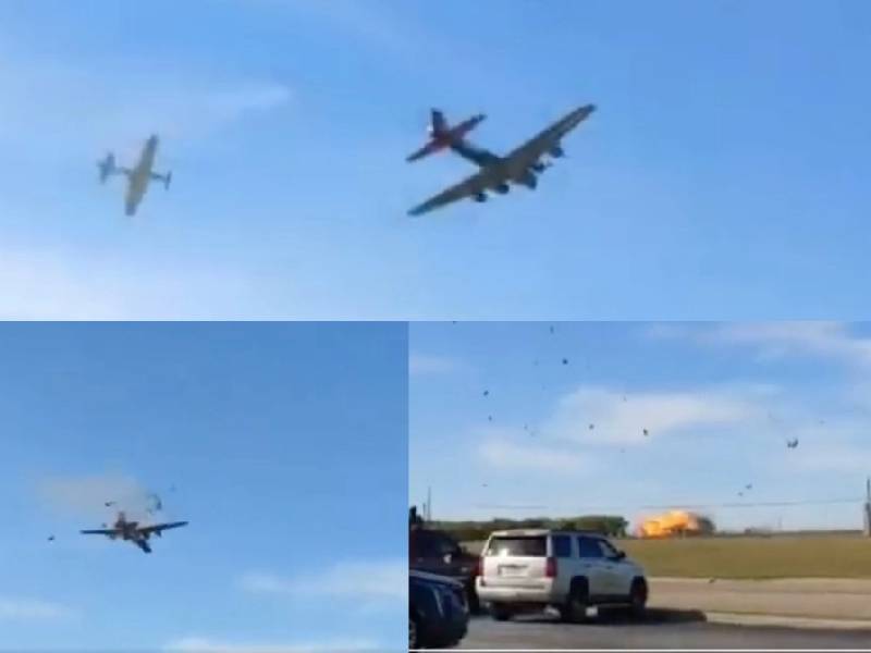 “¡Oh, Dios Mío!” Captan en video choque de aviones en exhibición aérea