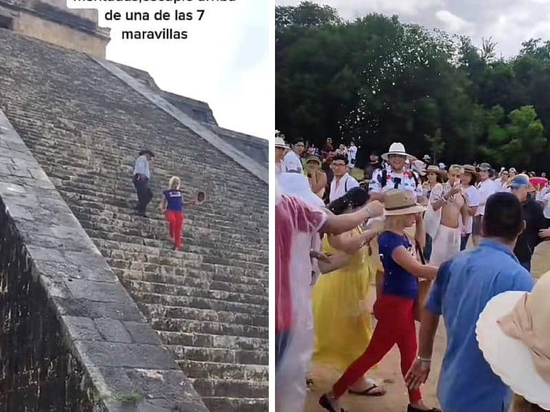 Surge otra “Lady Chichén Itzá” que sube al Castillo de Kukulcán para bailar