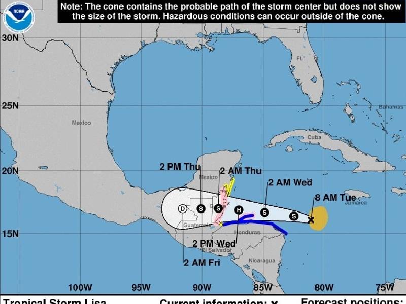 Tormenta tropical “Lisa” a menos de 730 kilómetros de costas de Quintana Roo